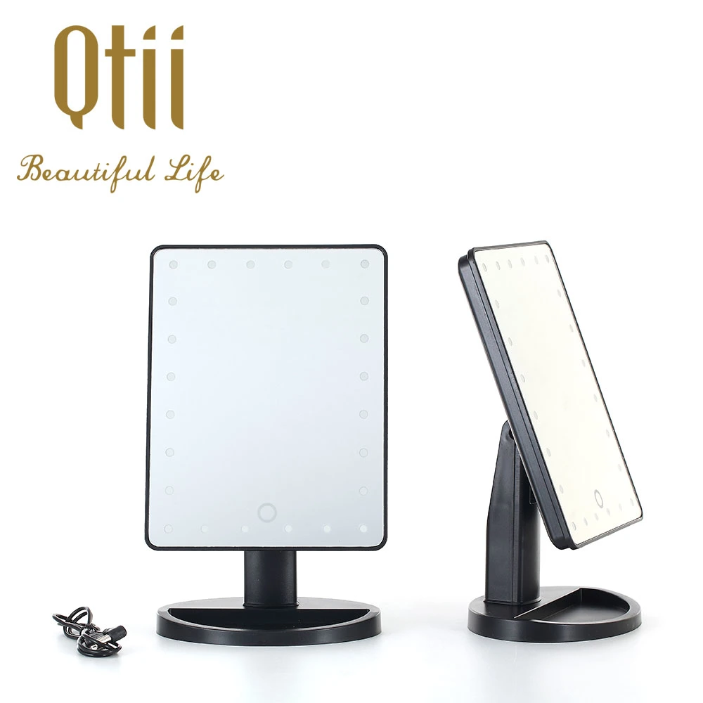 24 LED Lights with Touch Sensor Table Makeup Mirror with USB or Batteries for Home and Travelling