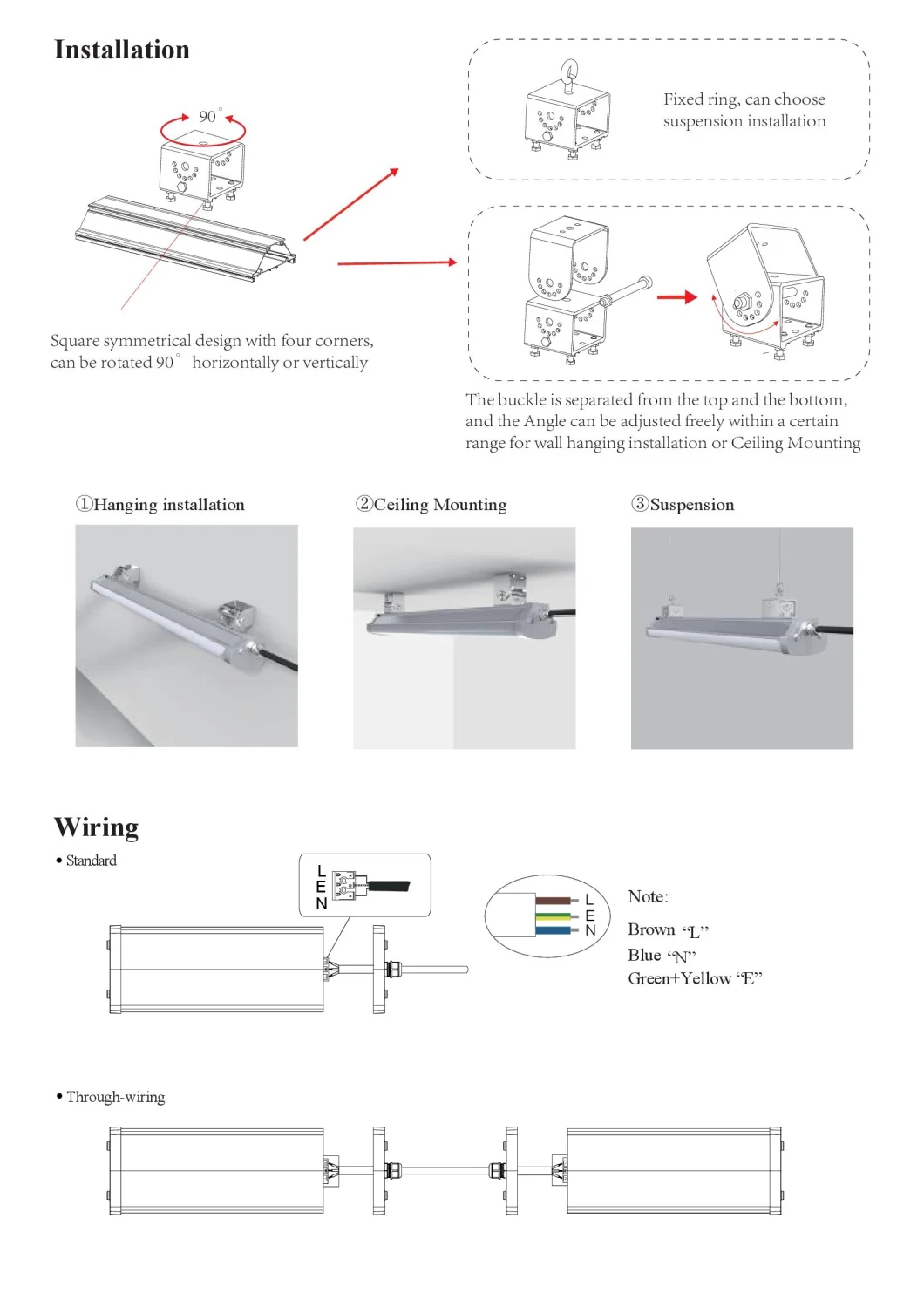 Rygh 1200mm Suspended Drop LED Ceiling Lights Troffer Light 60W