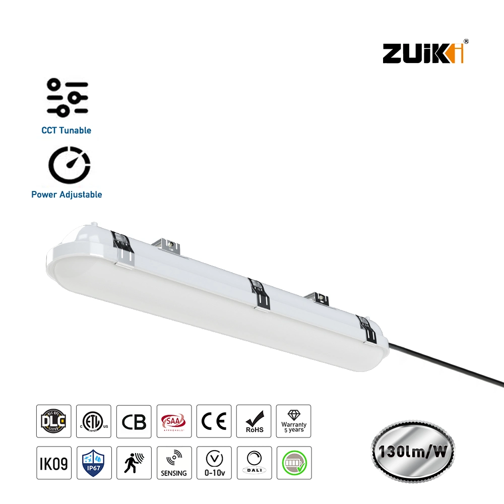 60W 5FT 4000K LED Vapor Tight Light Fixture with 180min Emergency Backup Supply